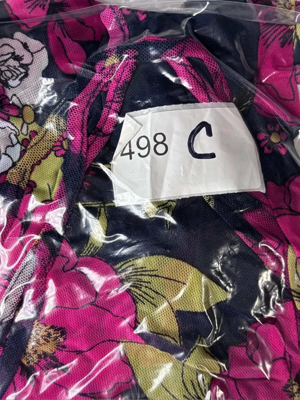 Free People Black Blouse with Fuchsia Floral Print